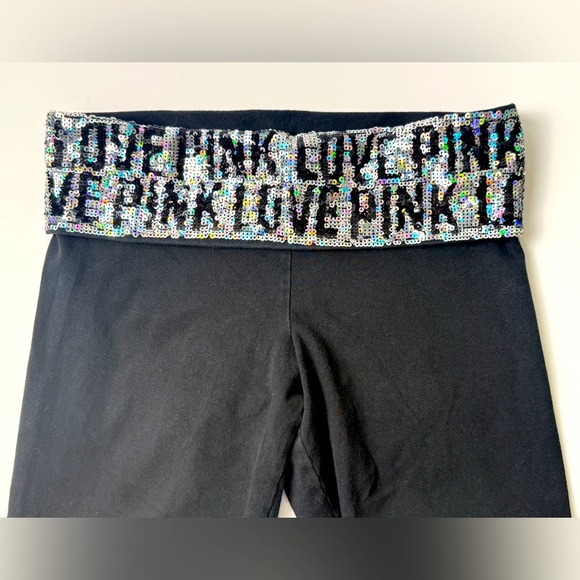 Victoria's Secret Love Pink 2013 Bling Sequin Foldover Yoga Leggings Small Y2K - Picture 1 of 9